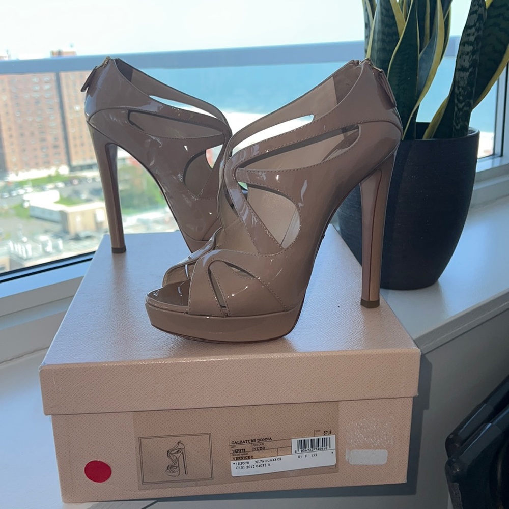 Prada Nude Calzature Donna Patent Platforms size 37.5EU